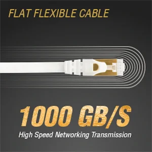 VolkanoX Giga Series Cat 7 Ethernet Cable 3m - White, Gold Tips
