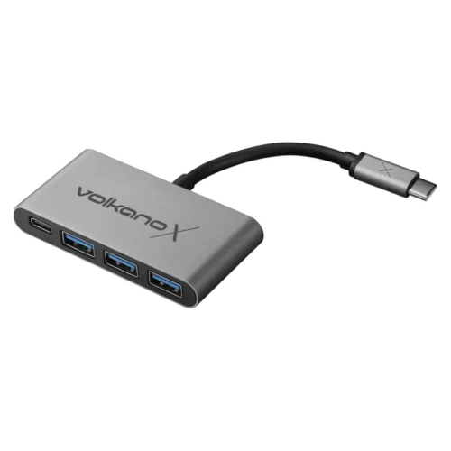 VolkanoX Core Hub series USB Type C to 3x USB 3.0 plus Power - 10cm - Charcoal